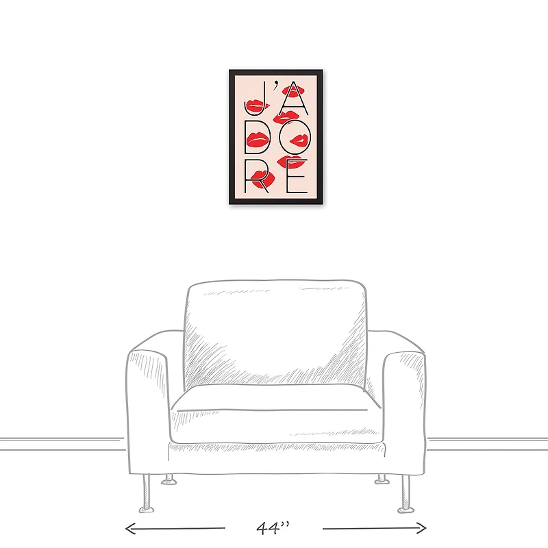 J'adore Lips Canvas Wall Art in Black Frame
