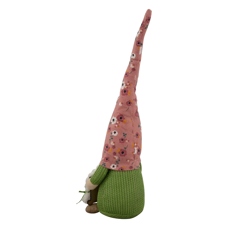 16" Pink Floral Springtime Gnome with Message Board