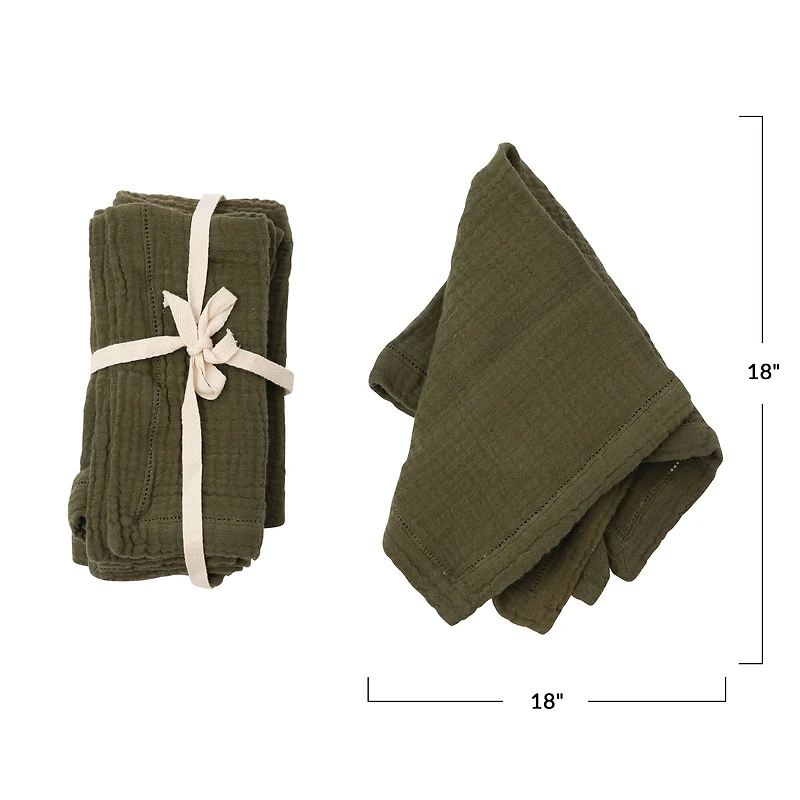Hello Honey® Olive Green Cotton Gauze Napkins, 4ct.