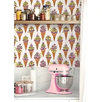 By Dylan M Orange Floral Ice Cream Peel & Stick Wallpaper