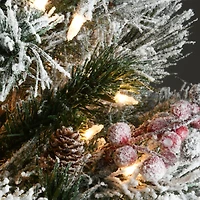 4.5ft. Pre-Lit Snowy Bedford Pine Artificial Christmas Tree, Clear Lights