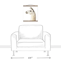 Fluffy Llama 16" x 16" Teak Hanging Canvas
