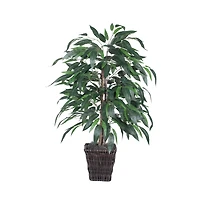 4ft. Artificial Mango Bush with Square Willow Basket
