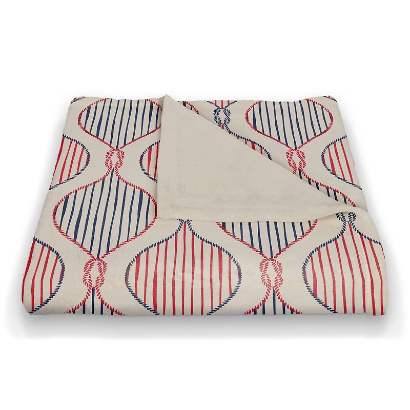 Knots & Stripes Coral Fleece Blanket