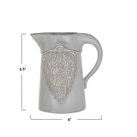 Hello Honey® 1qt. White Embossed Stoneware Gnome Shaped Pitcher in Reactive Glaze