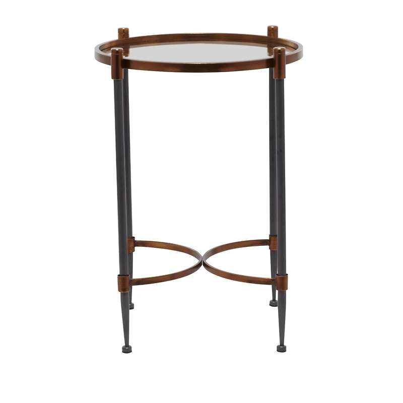 25" Black Iron Traditional Accent Table