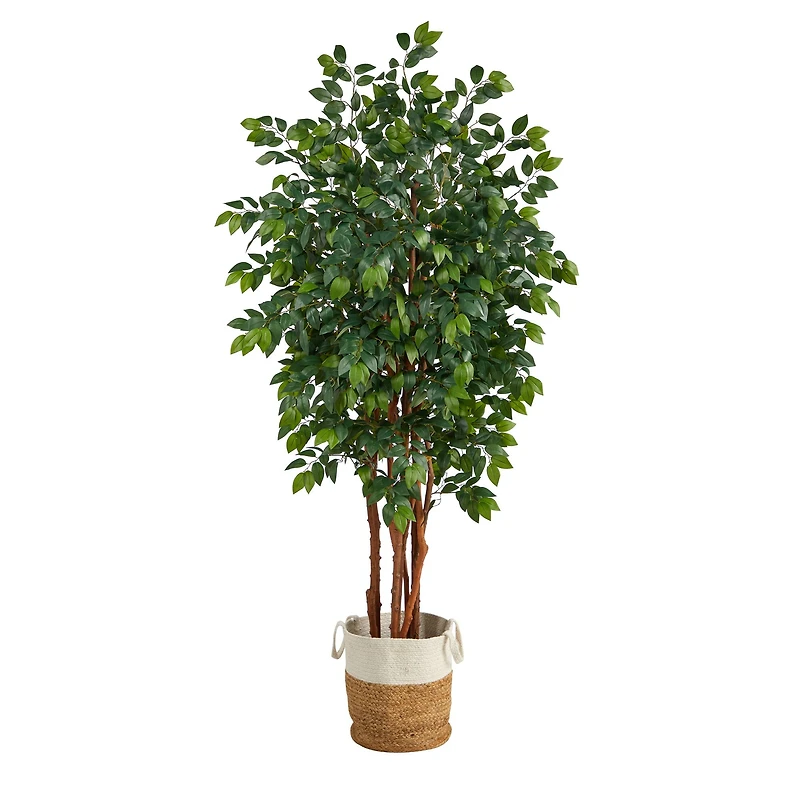 7ft. Sakaki Artificial Tree in Handmade Natural Jute and Cotton Planter