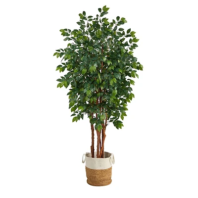 7ft. Sakaki Artificial Tree in Handmade Natural Jute and Cotton Planter