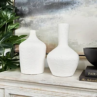 White Glass Textured Vase Set
