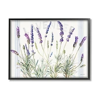 Stupell Industries Lavender Floral Cluster Farmhouse Bistro Stripes Framed Wall Art