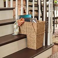Household Essentials Seagrass & Corn Husk Wicker Stair Basket 