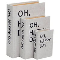 Light Gray Oh, Happy Day Linen Storage Book Box Set