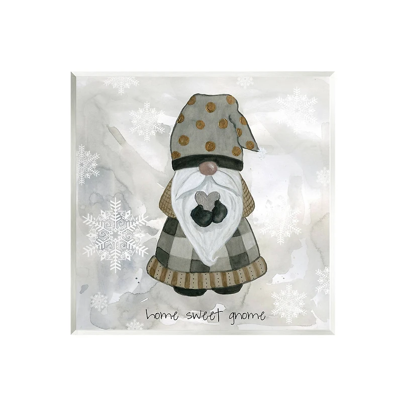 Stupell Industries Home Sweet Gnome Winter Snowflakes Wall Plaque Art