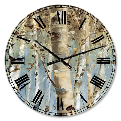 Designart 'White Birch Forest Ii Farmhouse Wall Clock