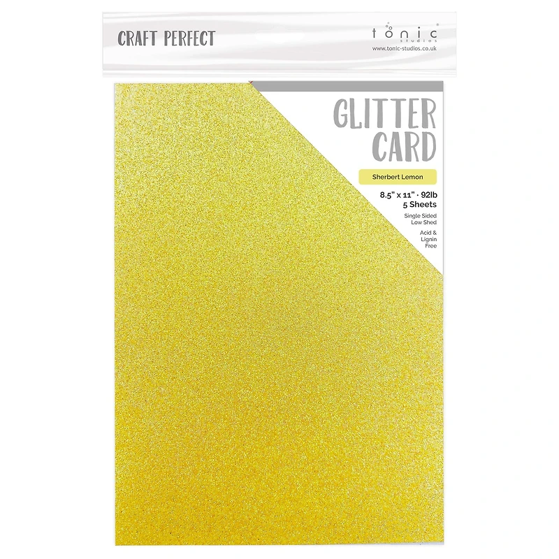 Craft Perfect Sherbert Lemon Glitter Cardstock, 8.5" x 11"
