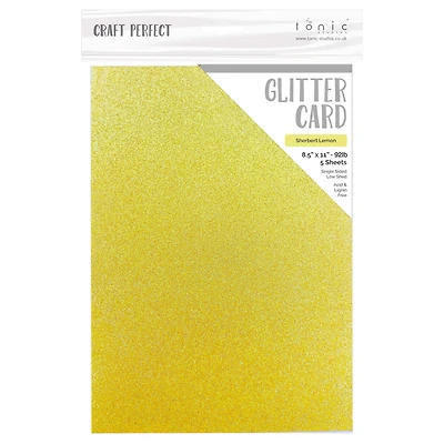 Craft Perfect Sherbert Lemon Glitter Cardstock, 8.5" x 11"