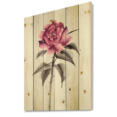 Designart - Vintage Pink Rose Flower