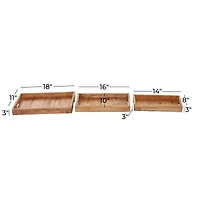 Brown Rectangle Wood Rustic Tray Set