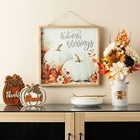 Glitzhome® 15.75" Fall Wooden Ivory Pumpkin Wall Art