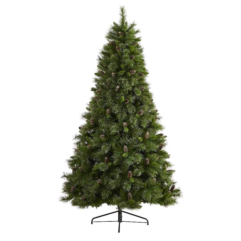 7.5ft. Pre-Lit Golden Tip Washington Pine & Pinecones Artificial Christmas Tree with Clear Lights