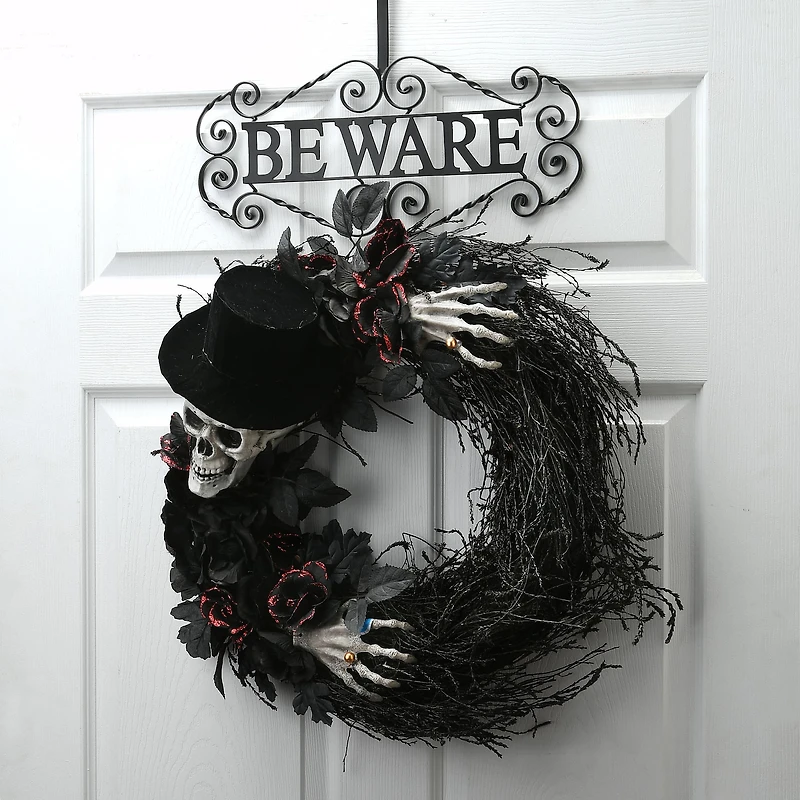 16" Halloween Beware Wreath Hanger