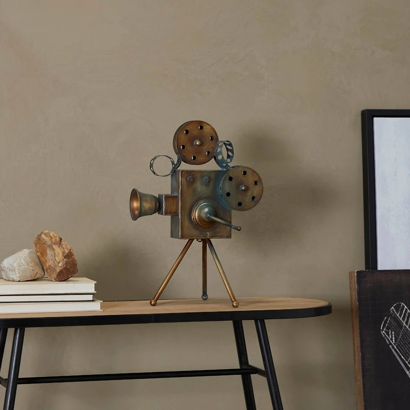 The Novogratz 16" Brown Metal Decorative Camera Film Sculpture