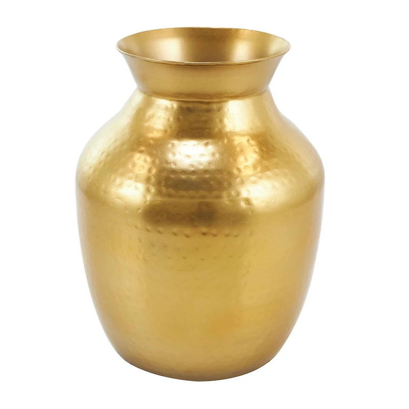 12" Gold Metal Hammered Spotted Vase