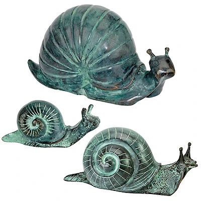 Design Toscano Cast Bronze Land Snails Garden Statue Set