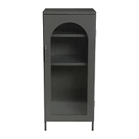 Hello Honey® 40" Solstice Narrow Metal Accent Cabinet with Adjustable Storage Shelves and Arched Glass Door
