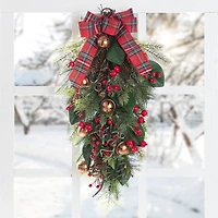 Glitzhome® 28"H Christmas Bell, Pinecone & Berry Bow Teardrop