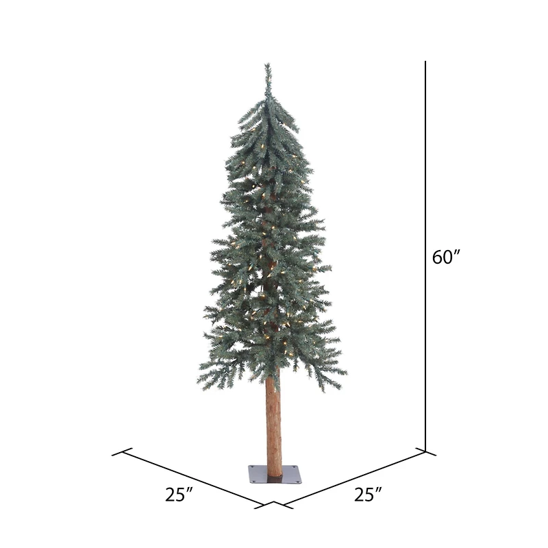 5ft. Pre-Lit Natural Bark Alpine Artificial Christmas Tree, Warm White LED Lights