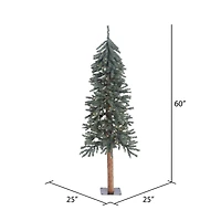 5ft. Pre-Lit Natural Bark Alpine Artificial Christmas Tree, Warm White LED Lights