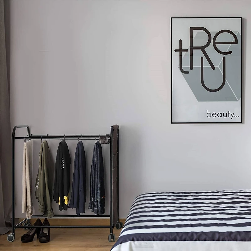 NEX™ Black 20-Hanger Rolling Trolley Closet Organizer