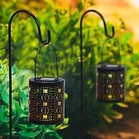 Glitzhome® Metal Cutout Pattern Solar Powered Lanterns, 2ct.