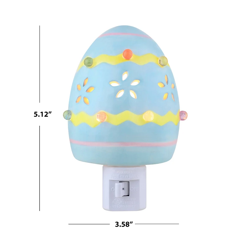 Mr. Cottontail Blue Ceramic Easter Egg Nightlight