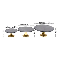 The Novogratz Set of 3 Black Aluminum Natural Cake Stand, 6" x 12" x 12"