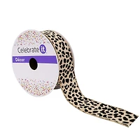 1.5" x 30ft. Cheetah Wired Faux Linen Ribbon by Celebrate It™