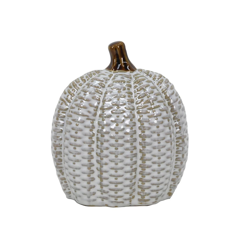 5" White Textured Tabletop Ceramic Pumpkin by Ashland®