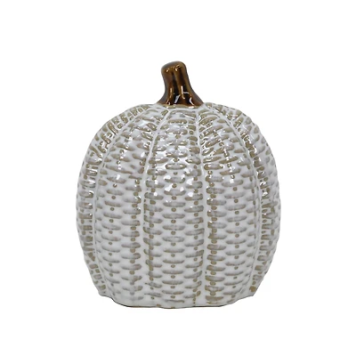 5" White Textured Tabletop Ceramic Pumpkin by Ashland®