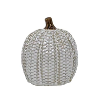 5" White Textured Tabletop Ceramic Pumpkin by Ashland®