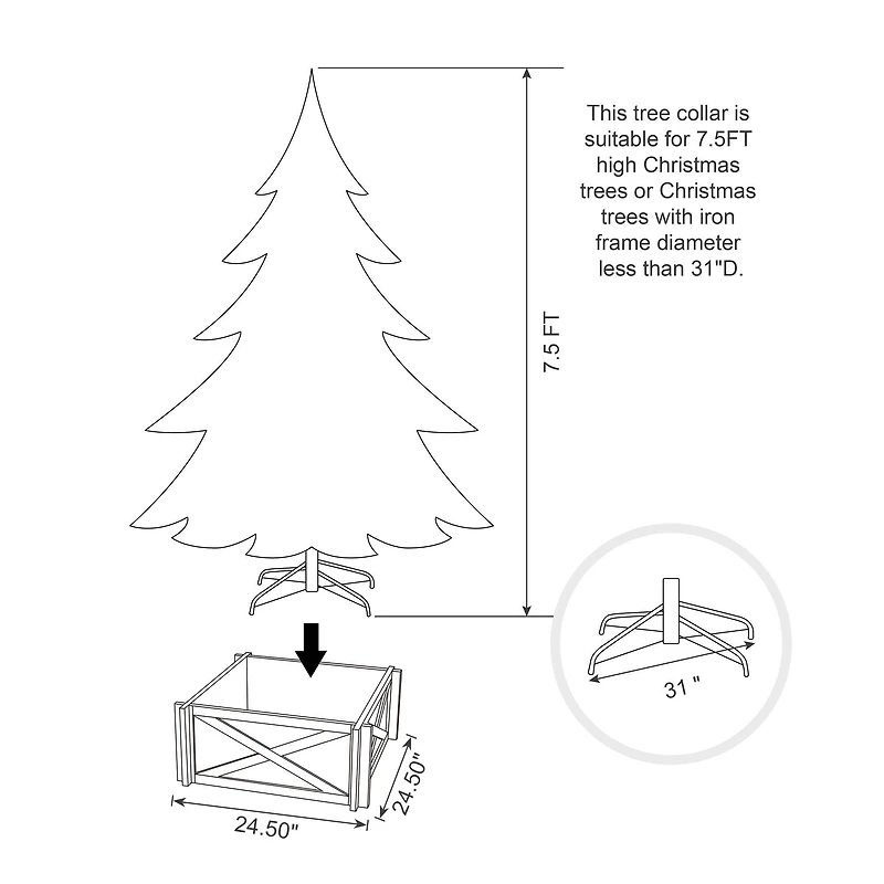 Glitzhome® Natural & White Wood Tree Collar