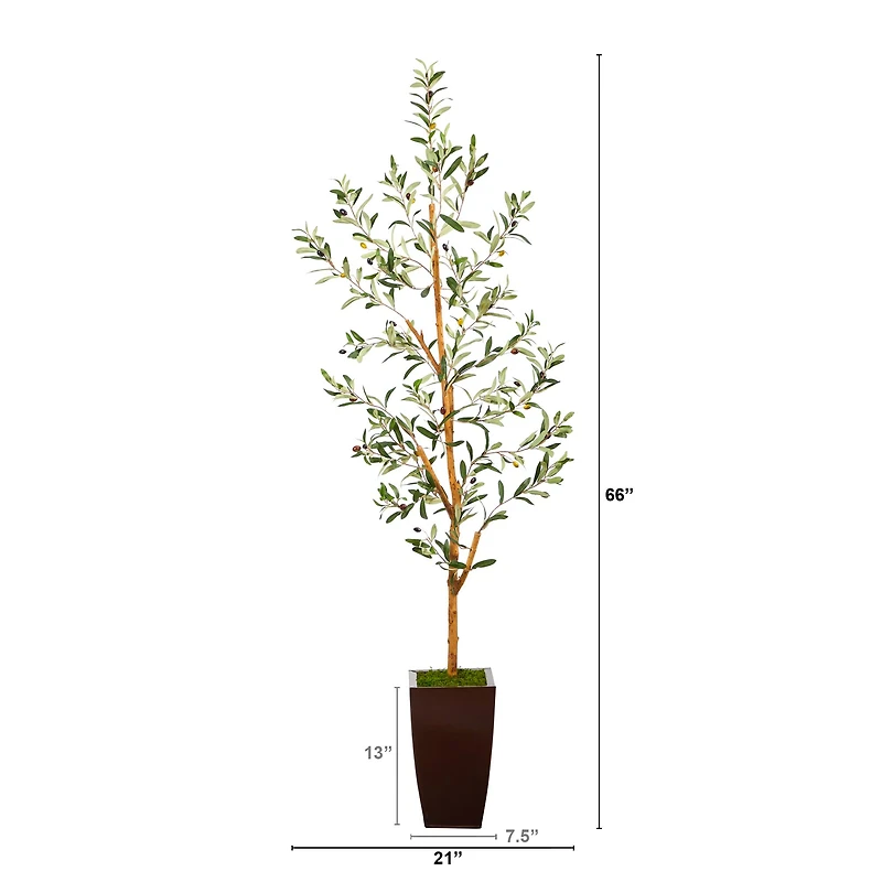 5.5ft. Olive Artificial Tree in Bronze Metal Planter