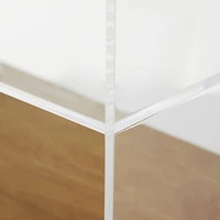 23" Clear Acrylic 1-Shelf Accent Table with Wood Base & Black Legs