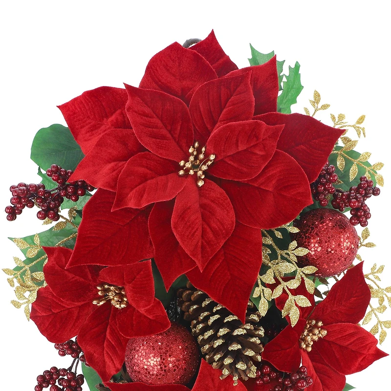 26" Red Poinsettia, Ornament & Pinecone Teardrop by Ashland®
