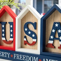 Glitzhome® 13" Liberty, Freedom, America House-Shaped Tabletop Décor