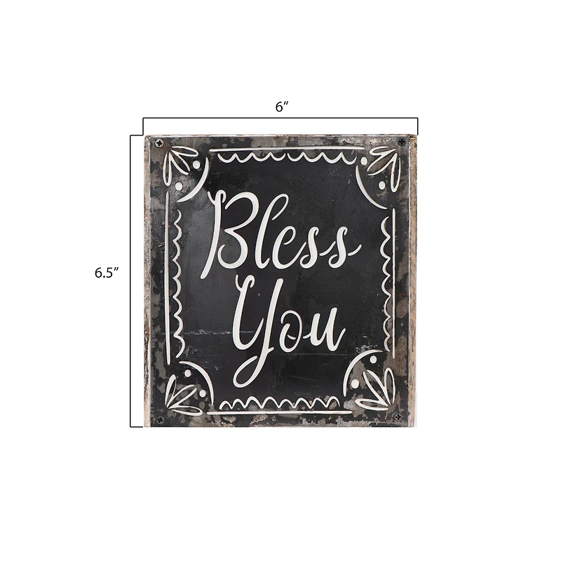 Hello Honey® 6.5" Black & White Bless You Wood Tissue Box