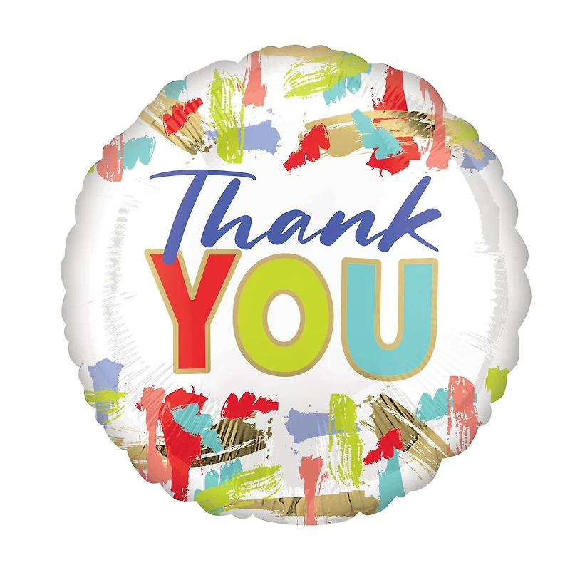 17" Thank You Painted Round Foil Balloon