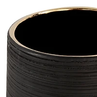 CosmoLiving by Cosmopolitan Set of 2 Black Porcelain Glam Vase, 5" x 8"