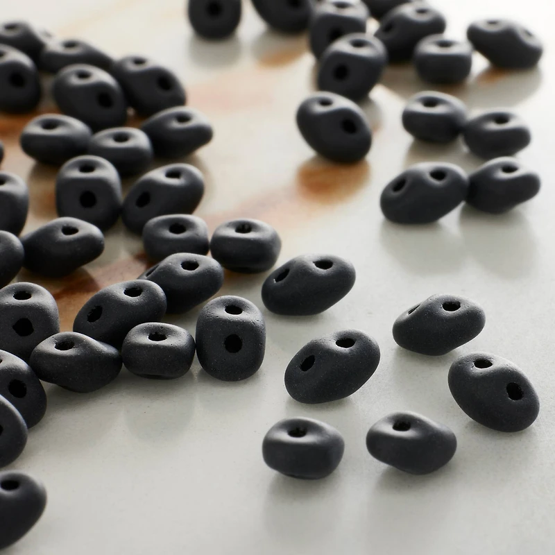 12 Pack: John Bead Superduo Two-Hole Matte Jet Czech Glass Beads, 5mm