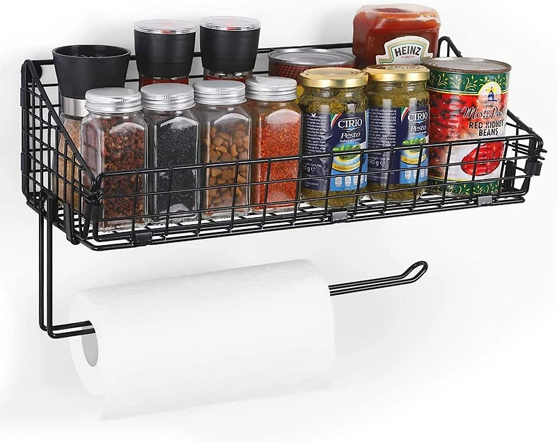 NEX™ 16" Wall Mounted Wire Basket Shelf & Paper Roll Holder